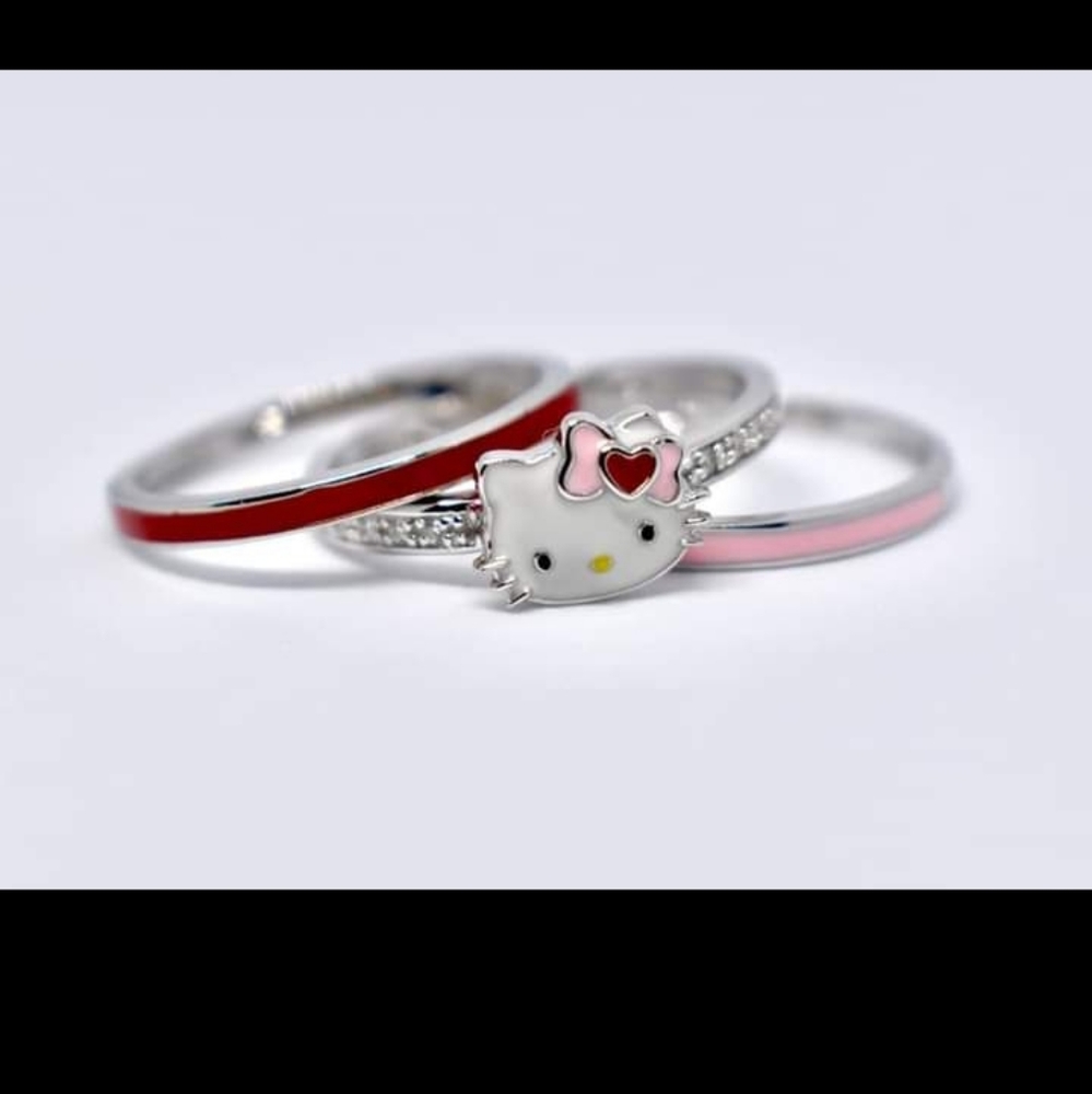 Hello Kitty 3 pc Stackable Rings.Size 7 - Picture 3 of 4
